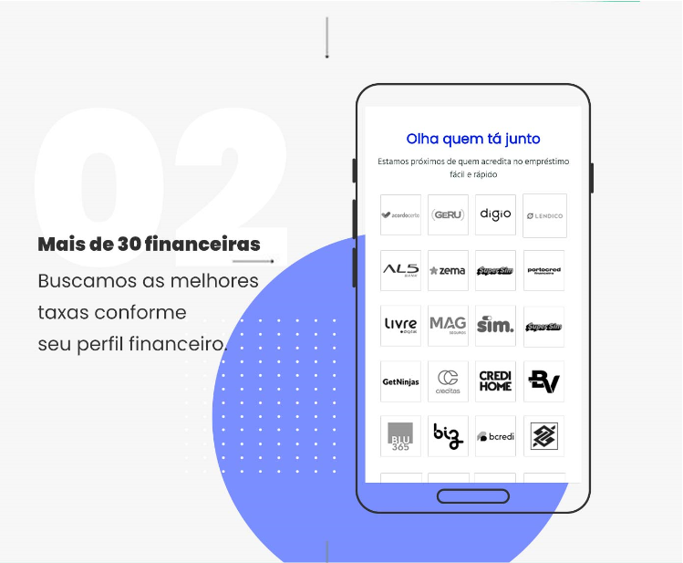 tela de celular com os logos das parceiras do Bom Pra Crédito