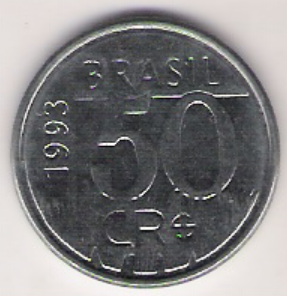 imagem de uma moeda de cinquenta cruzeiro reais